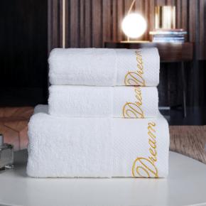 Customized Embroidered Logo White towels sets for Spa 100% Cotton Terry Luxury Bath towel Hotel Towels